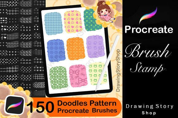 Download 150 Doodles Procreate Stamp Brushes - Stamp brushes Collection