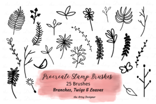 Download 25 Procreate Stamp Brushes, Plants Twigs - Stamp brushes Collection