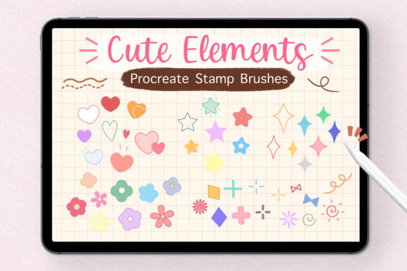 Download Procreate Stamp Brushes - Cute Elements - Stamp brushes Collection