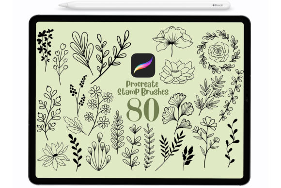 Download 80 Botanical Stamp Brushes for Procreate - Stamp brushes Collection