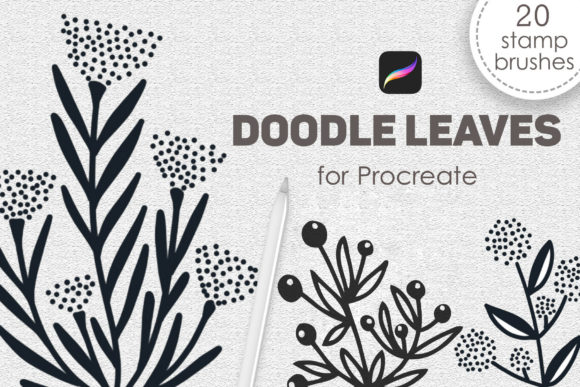 Download Doodle Leaves Procreate Stamp Brushes - Stamp brushes Collection