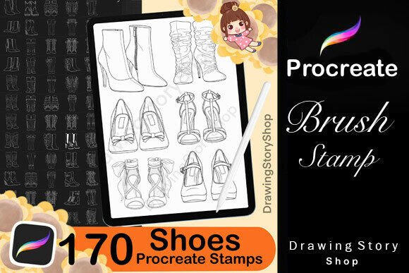 Download 170 Procreate Shoes Stamp Brushes - Stamp brushes Collection