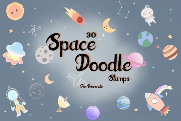 Download Procreate 30 Space Doodle Stamp Brushes - Stamp brushes Collection