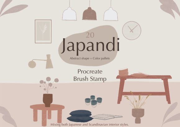 Download Procreate Stamp Brushes Japandi Interior - Stamp brushes Collection