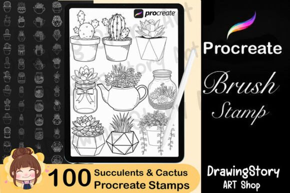 Download 100 Potted Plant Procreate Stamp Brushes - Stamp brushes Collection