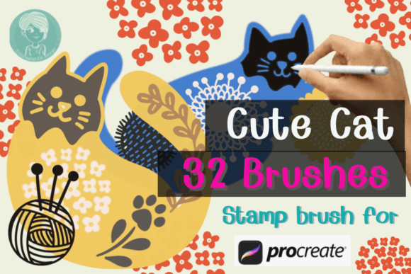 Download Cute Cat Stamp Brushes Procreate - Stamp brushes Collection