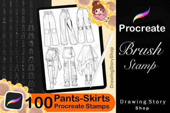 Download 100 Procreate Women Pants Stamp Brushes - Stamp brushes Collection