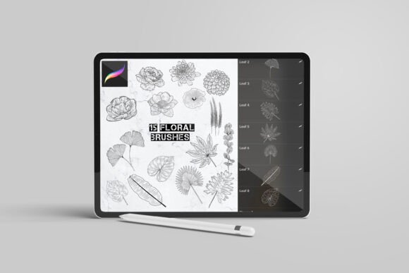 Download 15 Floral Stamp Brushes Procreate - Stamp brushes Collection