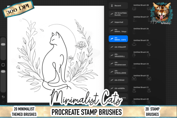 Download Minimalist Cat Procreate Stamp Brushes - Stamp brushes Collection