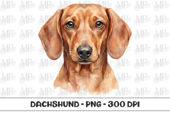 Download Dachshund Watercolor Portrait PNG - Dachshund Collection