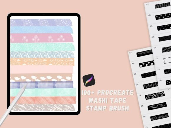 Download Procreate Washi Tape Stamp Brushes - Stamp brushes Collection