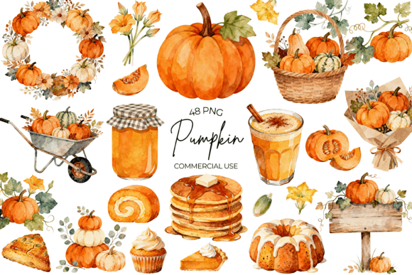 Download Watercolor Pumpkin Clipart Autumn Fall - Autumn Collection