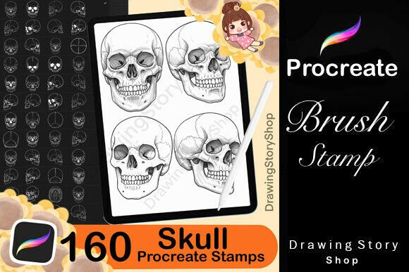 Download 160 Procreate Skull Stamp Brushes - Stamp brushes Collection