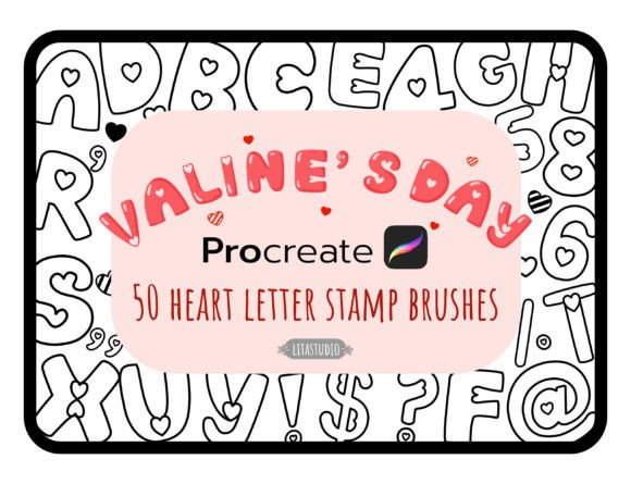 Download Valentine Heart ABC Letter Stamp Brushes - Stamp brushes Collection