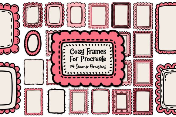 Download 24 Procreate Frame Stamp Brushes - Stamp brushes Collection