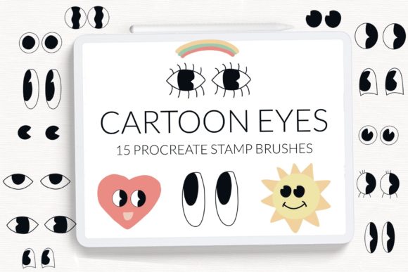 Download Cartoon Eyes Procreate Stamp Brushes - Stamp brushes Collection