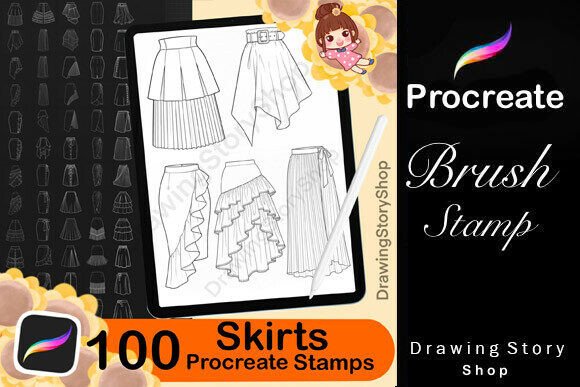 Download 100 Procreate Skirts Stamp Brushes - Stamp brushes Collection
