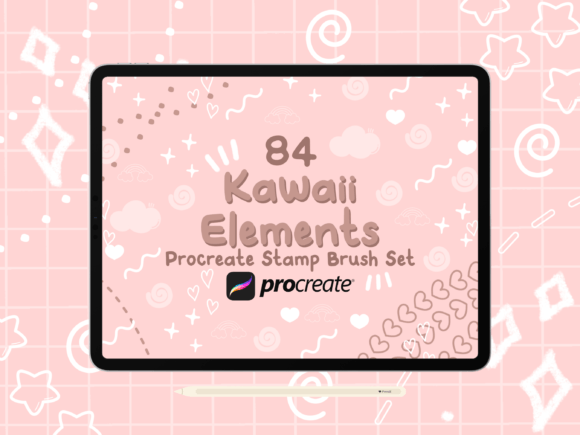 Download Kawaii Elements Procreate Stamp Brushes - Stamp brushes Collection