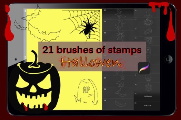Download 21 Stamp Brushes Procreate "halloween" - Stamp brushes Collection